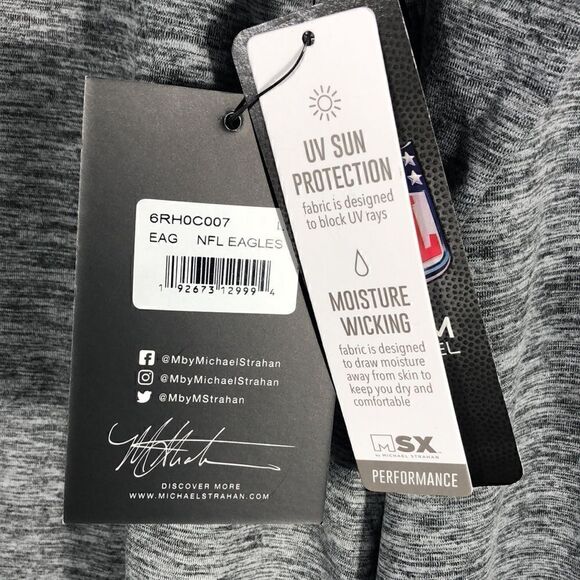 NFL MSX by Michael Strahan Heathered Gray Eagles Performance Long Sleeve Large - Picture 4 of 9